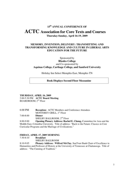 2009 ACTC 15Th Annual Conf
