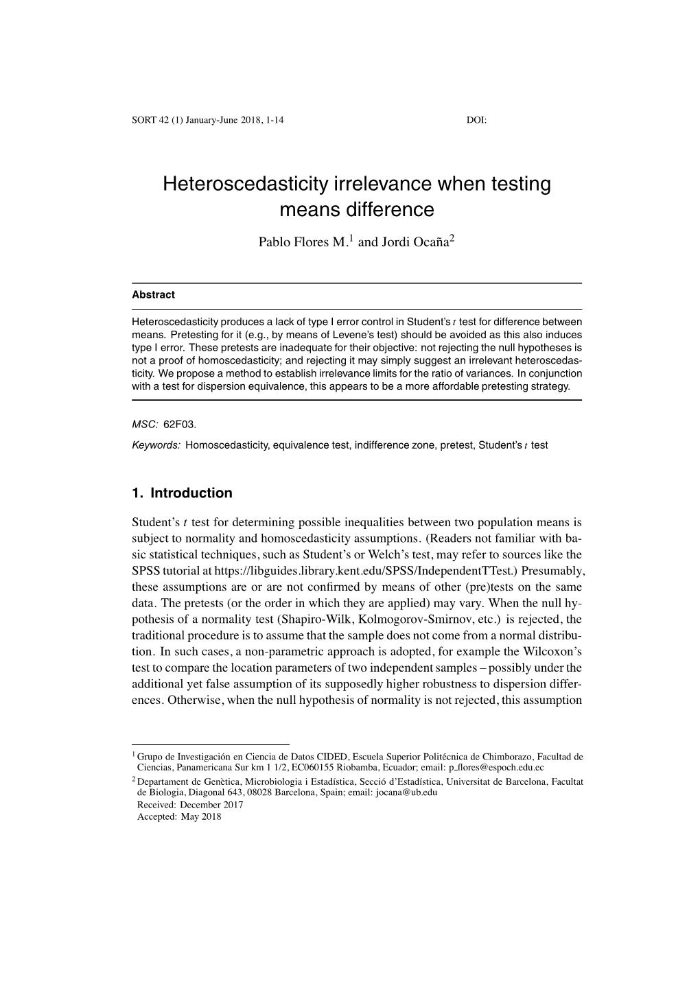 Heteroscedasticity Irrelevance When Testing Means Difference