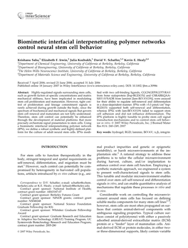 Biomimetic Interfacial Interpenetrating Polymer Networks Control Neural Stem Cell Behavior