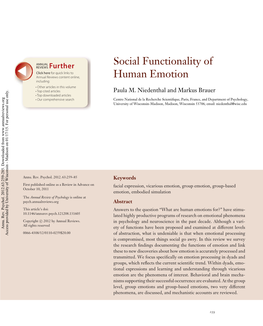 Social Functionality of Human Emotion