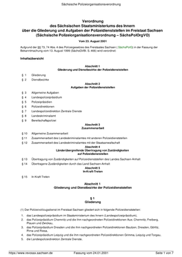 Verordnung Des Sächsischen Staatsministeriums Des Innern Über