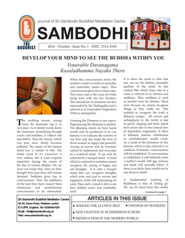 Sambodhi Buddhist Meditation Centre SAMBODHI 2016 - October -Issue No