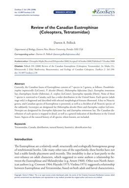 Coleoptera, Tetratomidae) 261 Doi: 10.3897/Zookeys.2.30 RESEARCH ARTICLE Launched to Accelerate Biodiversity Research