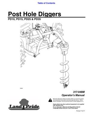Post Hole Diggers PD10, PD15, PD25 & PD35
