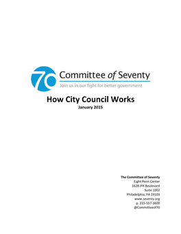 How City Council Works January 2015
