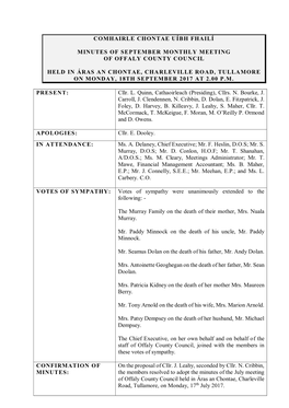 Comhairle Chontae Uíbh Fhailí Minutes