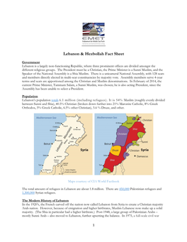 Lebanon & Hezbollah Fact Sheet