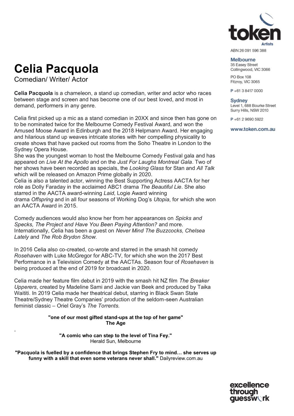 Celia Pacquola Comedian/ Writer/ Actor