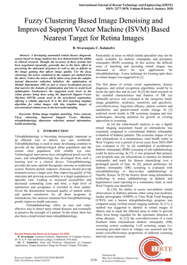 Fuzzy Clustering Based Image Denoising and Improved Support Vector Machine (ISVM) Based Nearest Target for Retina Images