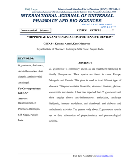 International Journal of Universal Pharmacy and Bio