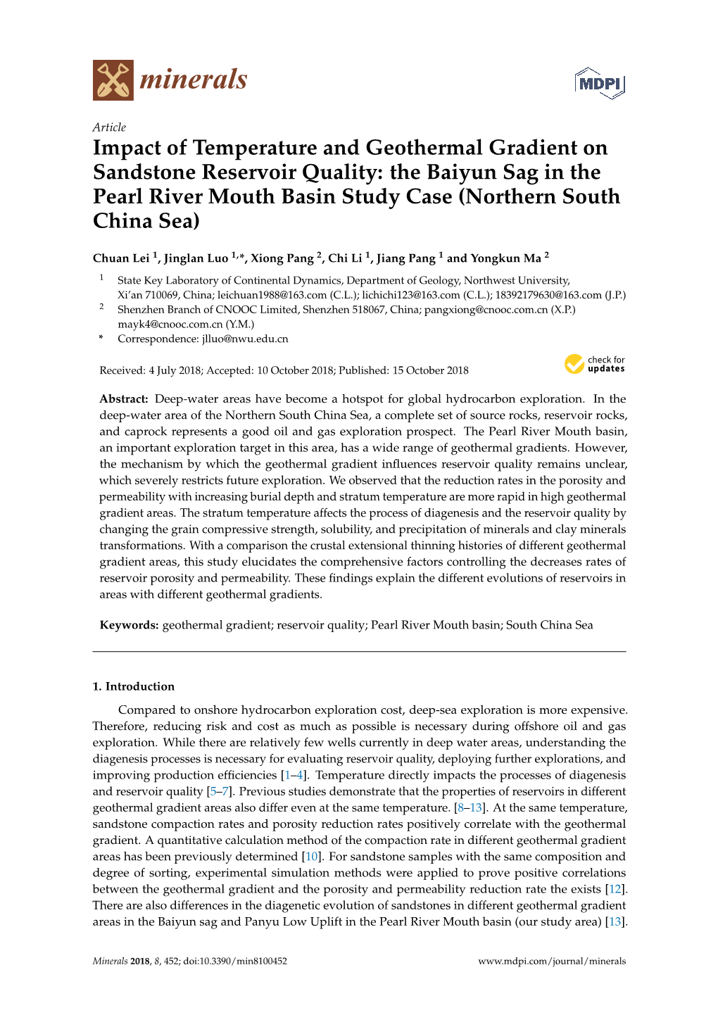 Impact of Temperature and Geothermal Gradient on Sandstone Reservoir Quality: the Baiyun Sag in the Pearl River Mouth Basin Study Case (Northern South China Sea)