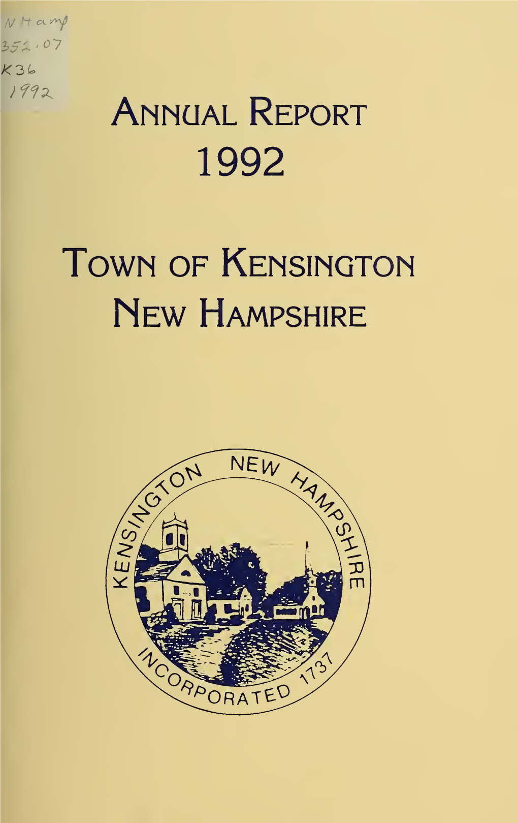 Annual Report 1992, Town of Kensington, New Hampshire