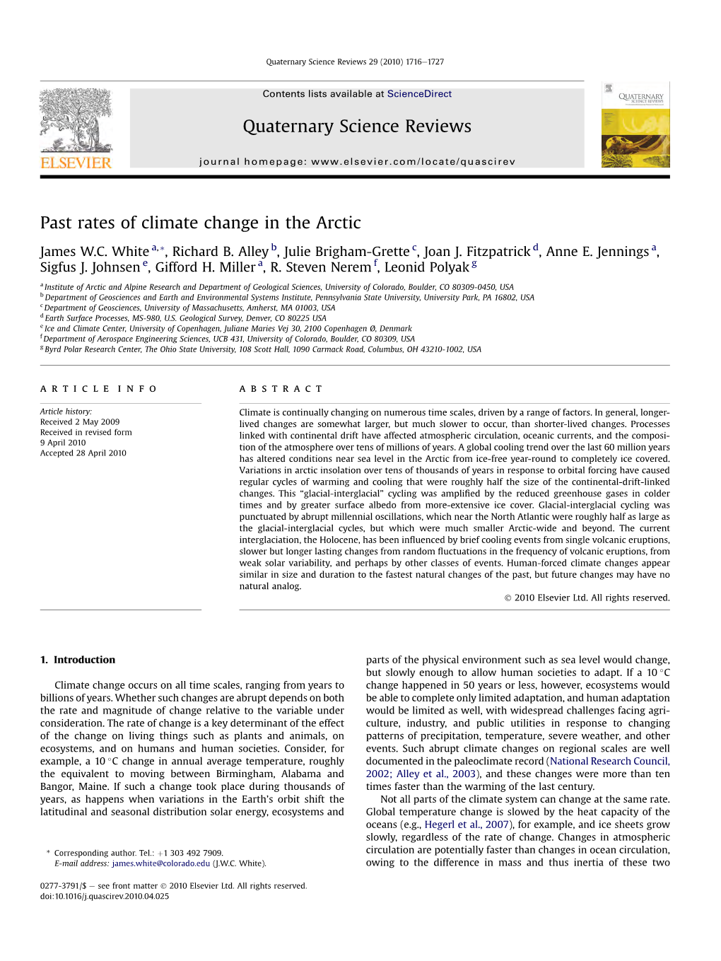 Arctic Paleoclimate Synthesis Thematic Papers