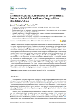 Response of Anatidae Abundance to Environmental Factors in the Middle and Lower Yangtze River Floodplain, China
