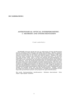 Astronomical Optical Interferometry. I. Methods and Instrumentation