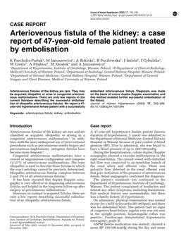 Arteriovenous Fistula of the Kidney: a Case Report of 47-Year-Old Female Patient Treated by Embolisation