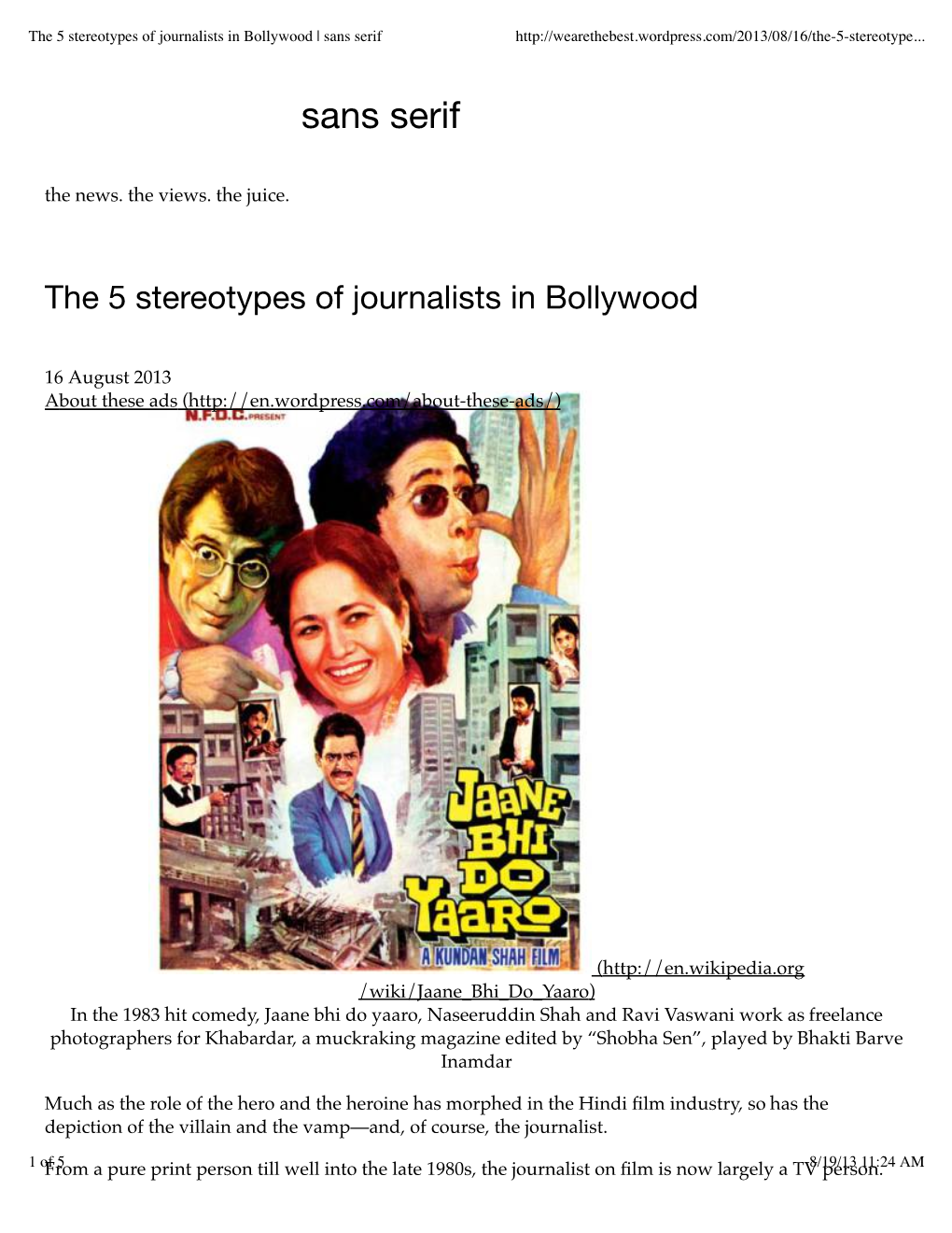 The 5 Stereotypes of Journalists in Bollywood | Sans Serif