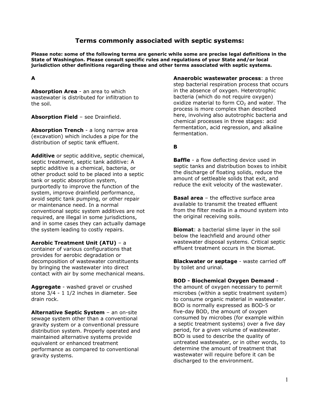 1 Terms Commonly Associated with Septic Systems