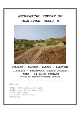 Geological Report of Blacktrap Block D