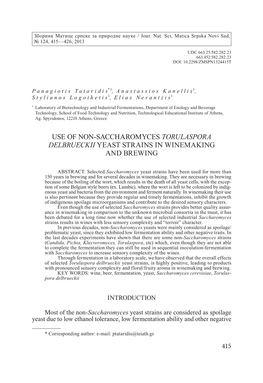 Use of Non-Saccharomyces Torulaspora Delbrueckii Yeast Strains in Winemaking and Brewing