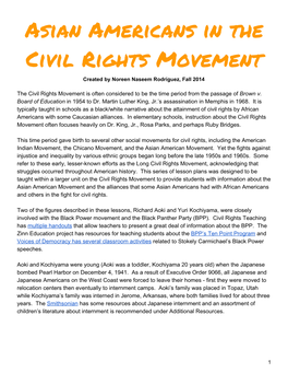 Asian Americans in the Civil Rights Movement Is Designed for 1St Through 8Th Grades
