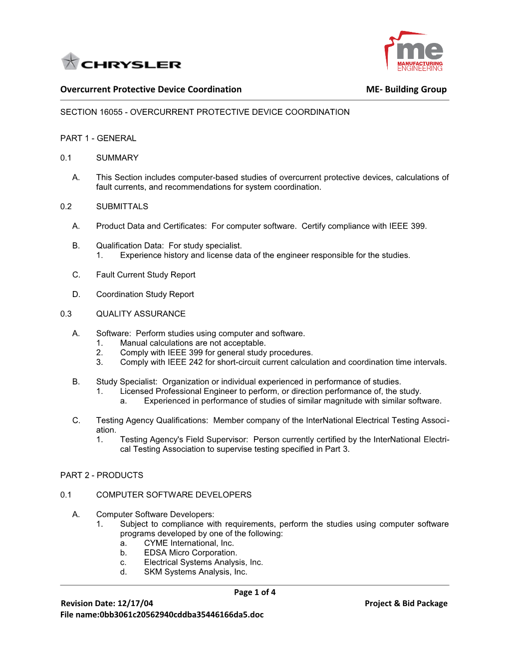 Section 16055 - Overcurrent Protective Device Coordination