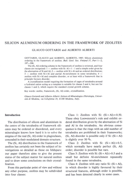 Silicon Aluminium Ordering in the Framework of Zeolites