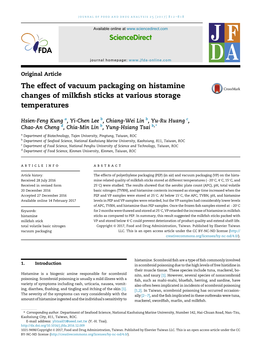 The Effect of Vacuum Packaging on Histamine Changes of Milkfish Sticks