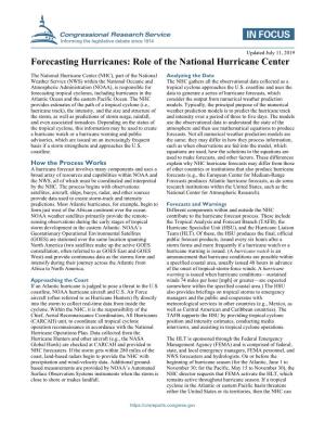 Role of the National Hurricane Center