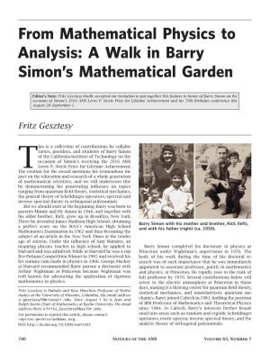 From Mathematical Physics to Analysis: a Walk in Barry Simon's