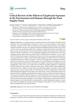 Critical Review of the Effects of Glyphosate Exposure to the Environment and Humans Through the Food Supply Chain