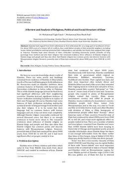 A Review and Analysis of Religious, Political and Social Structure of Elam
