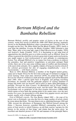 Bertram Mitford and the Bambatha Rebellion]