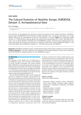 The Cultural Evolution of Neolithic Europe. EUROEVOL Dataset 3: Archaeobotanical Data