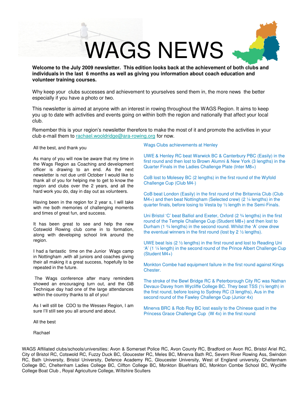 WAGS NEWS Welcome to the July 2009 Newsletter