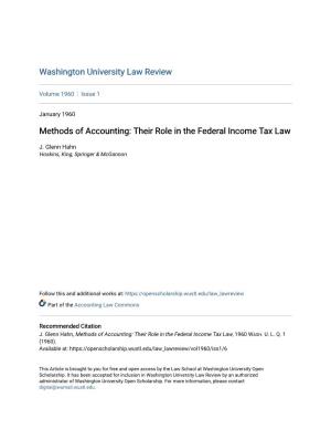 Methods of Accounting: Their Role in the Federal Income Tax Law