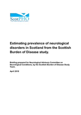 Estimating Prevalence of Neurological Disorders in Scotland from the Scottish Burden of Disease Study