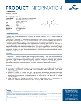 PRODUCT INFORMATION Carmustine Item No