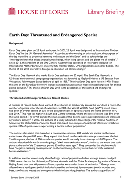 Earth Day: Threatened and Endangered Species