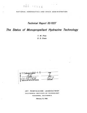 The Status of Monopropellant Hydrazine Technology