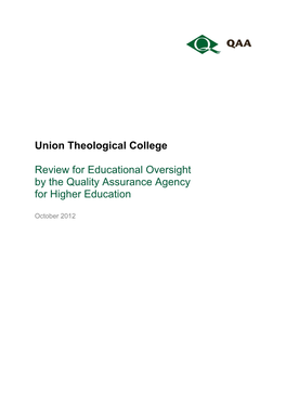 Review for Educational Oversight: Union Theological College, Belfast