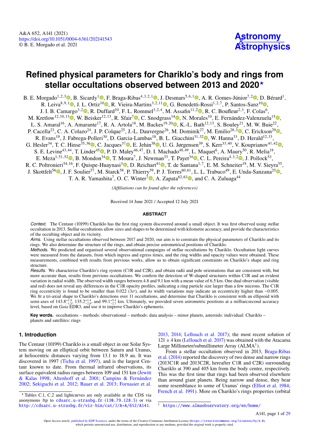 Refined Physical Parameters for Chariklo's Body and Rings From