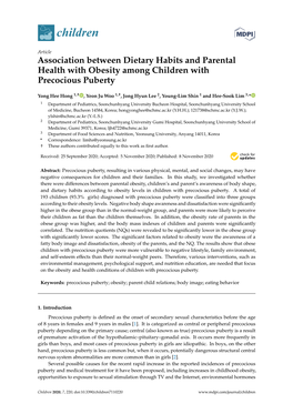 Association Between Dietary Habits and Parental Health with Obesity Among Children with Precocious Puberty