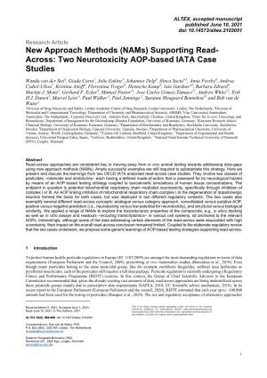 Across: Two Neurotoxicity AOP-Based IATA Case Studies*