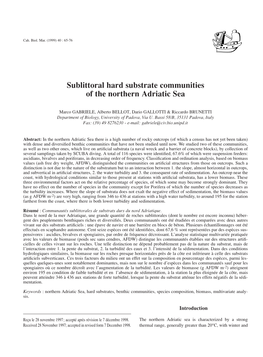 Sublittoral Hard Substrate Communities of the Northern Adriatic Sea