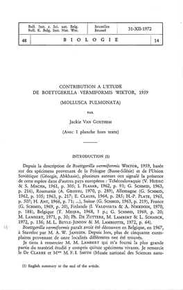 48 1 Biologie Contribution a L'etude 31-Xii-1972 De