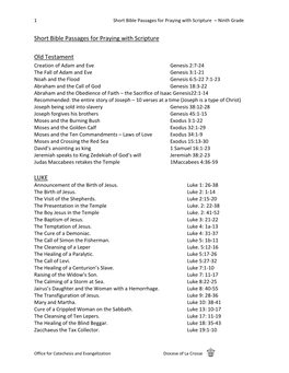 Short Bible Passages for Praying with Scripture Old Testament LUKE