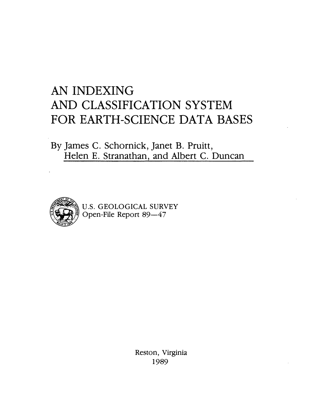 An Indexing And Classification System For Earth Science Data Bases 