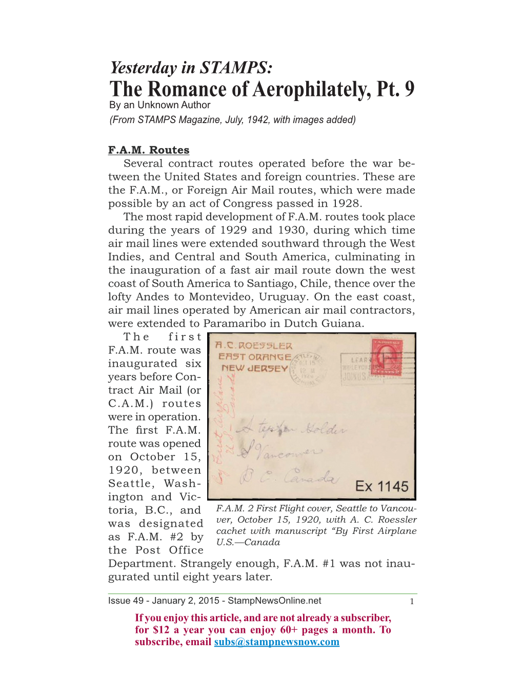 The Romance of Aerophilately, Pt. 9 by an Unknown Author (From STAMPS Magazine, July, 1942, with Images Added)