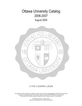 Ottawa University Catalog 2006-2007 August 2006